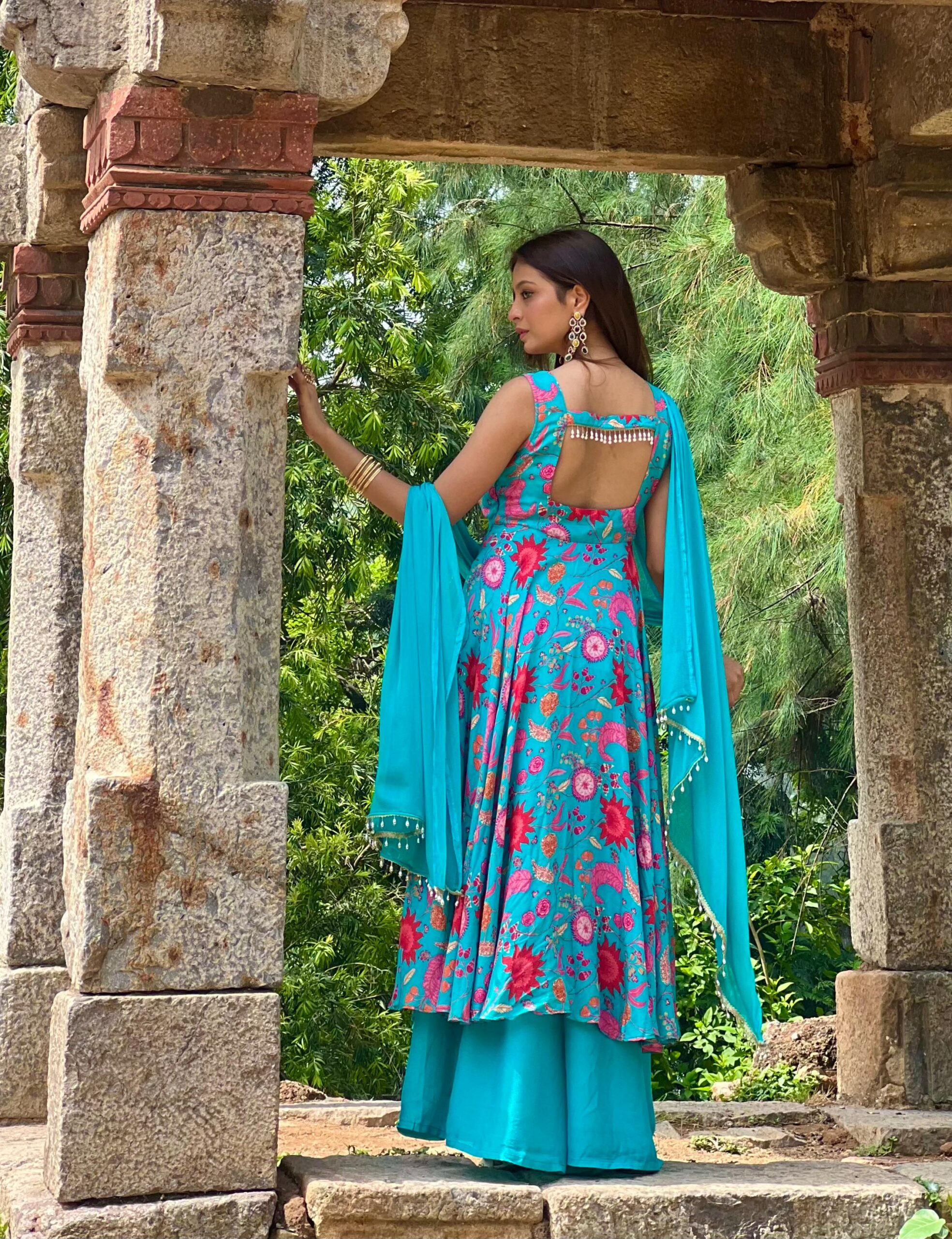 Blue Anarkali Suit Set - Image 5