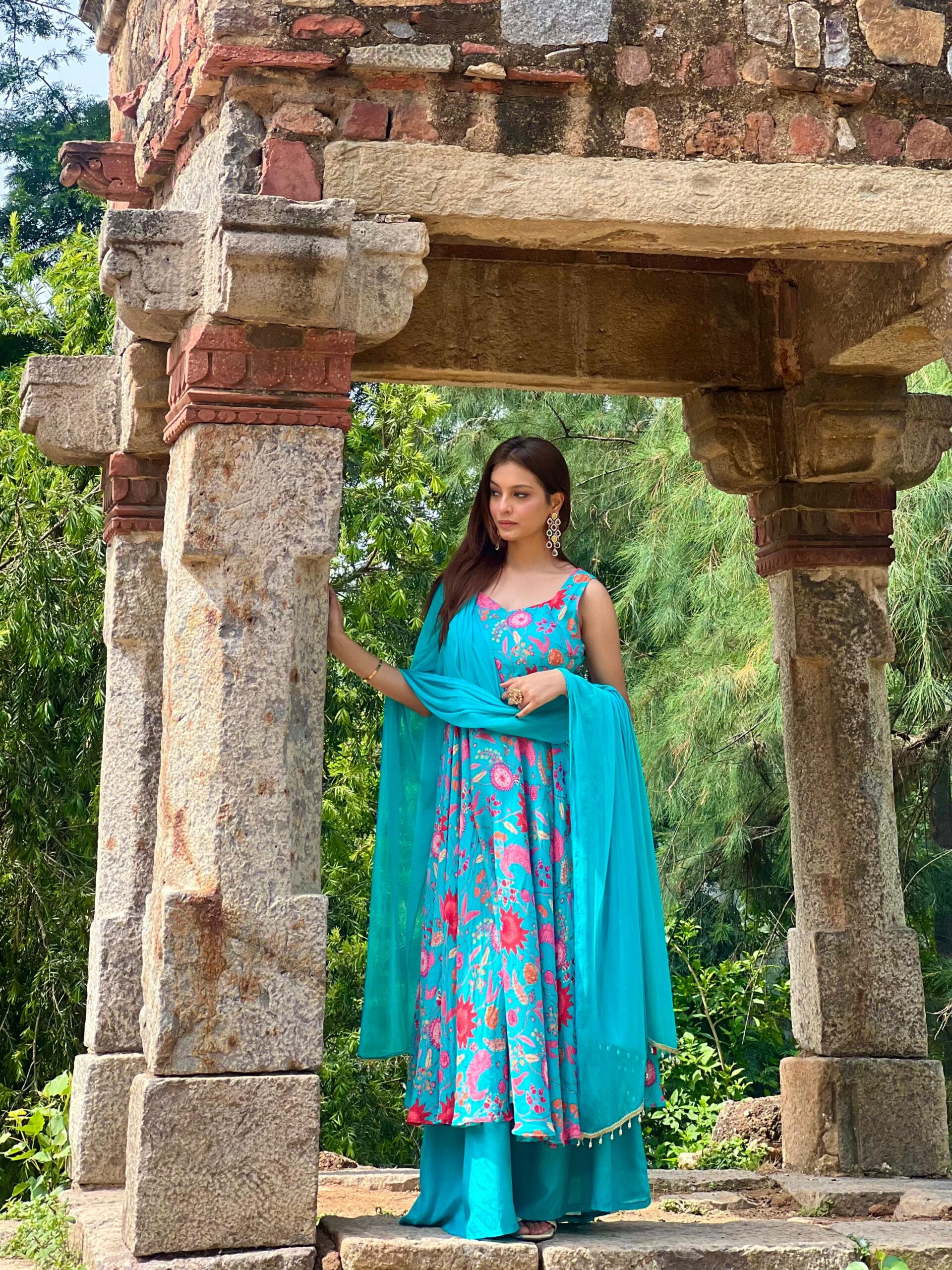 Blue Anarkali Suit Set