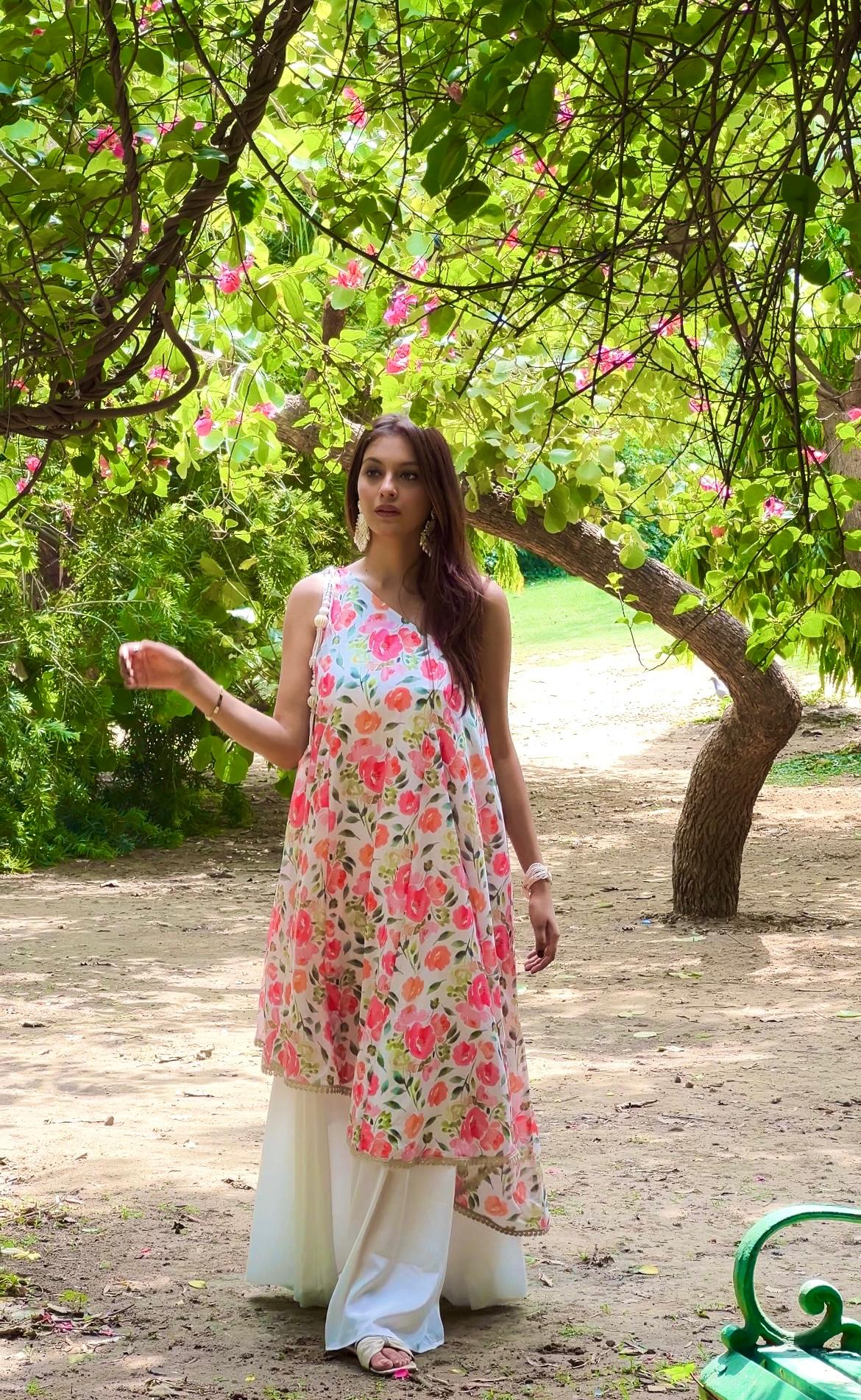 Floral Rush White One-Shoulder Co-ord Set - Image 5