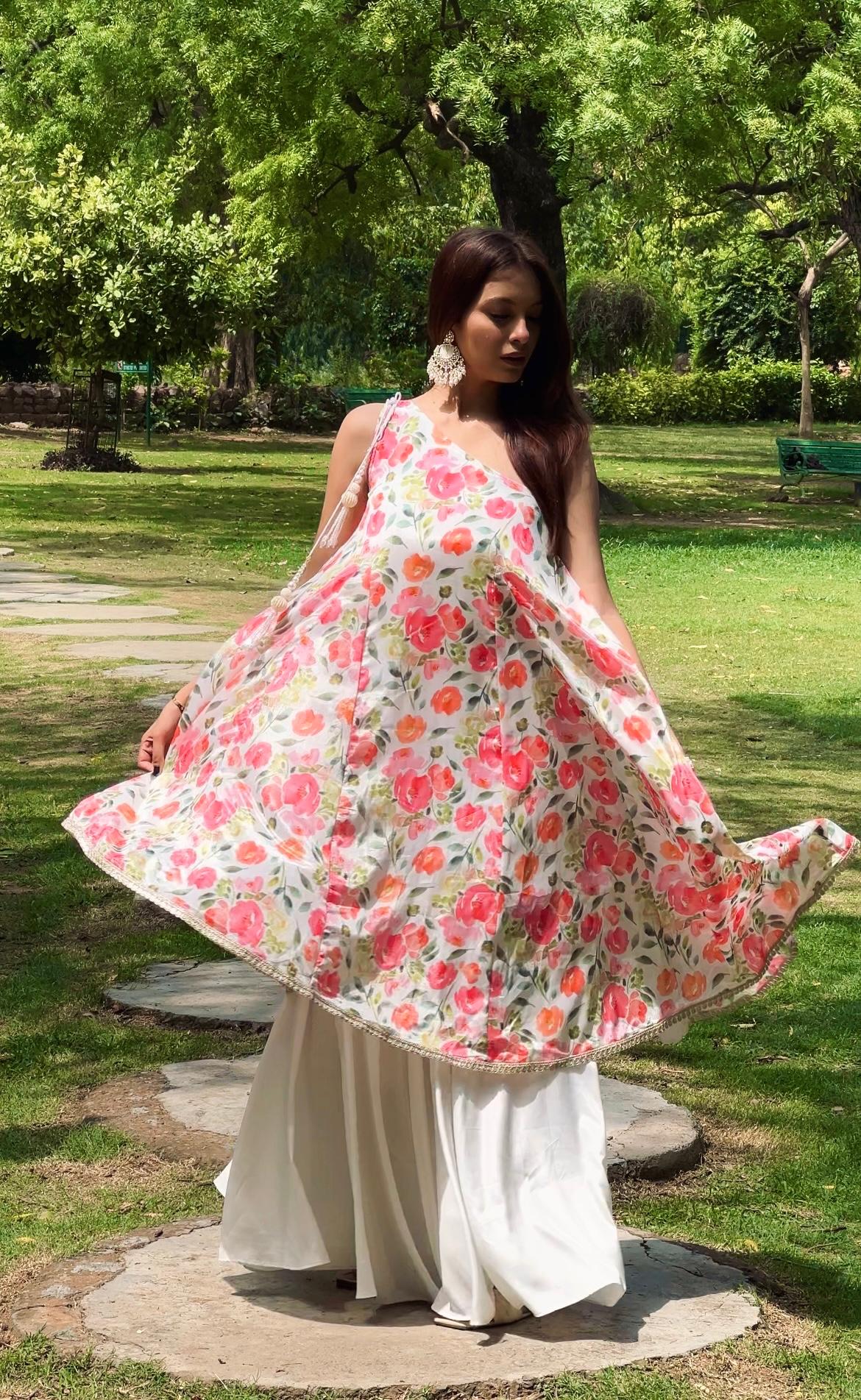 Floral Rush White One-Shoulder Co-ord Set - Image 6